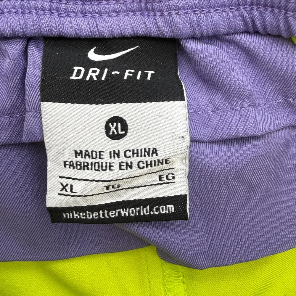 Nike Shorts Women XL Neon Yellow Dri-FIT Running Athletic Colorblock 3.5